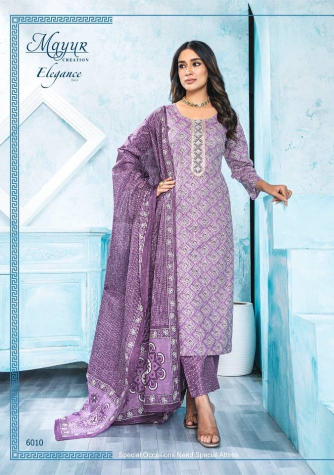 Eligance Vol 6 By Mayur Embroidery Neck Cotton Dress Material Wholesale Shop In Surat